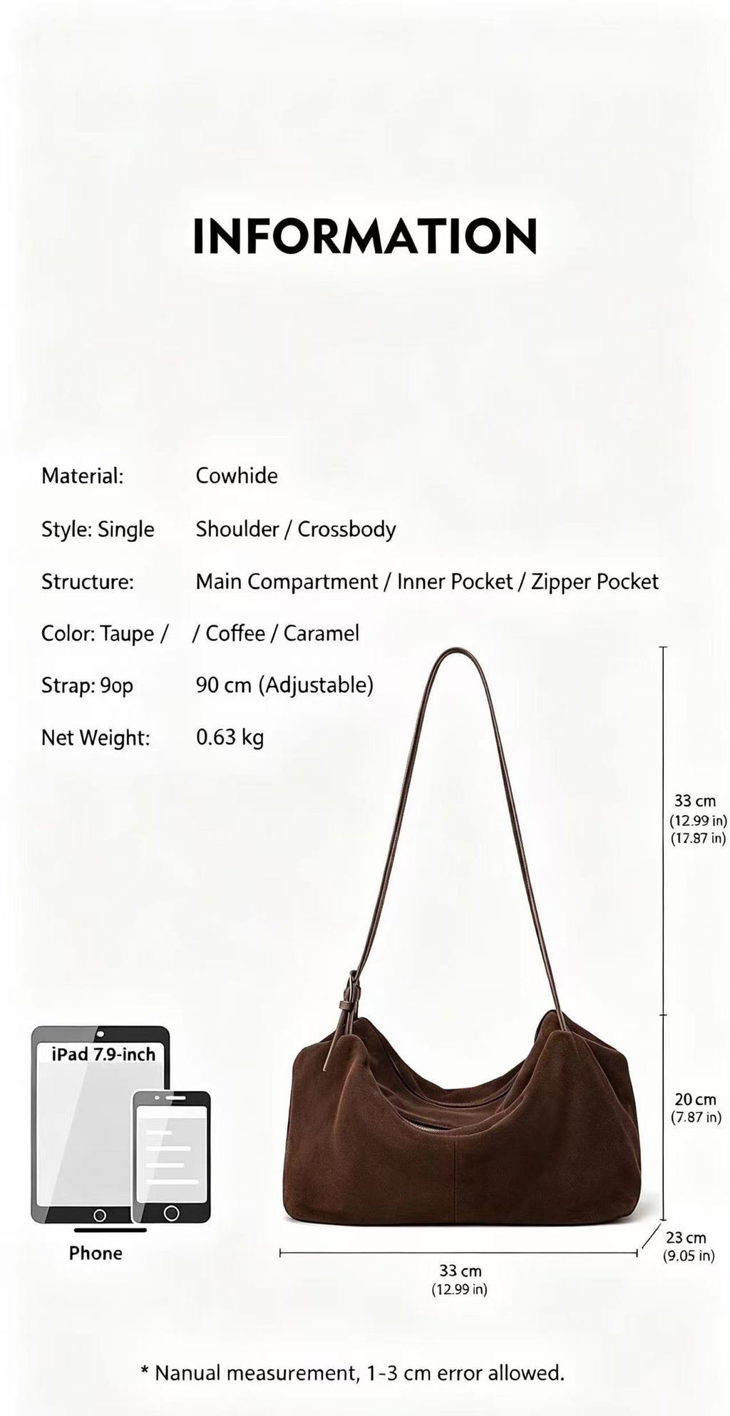 Soft Leather Pillow Hobo Bag