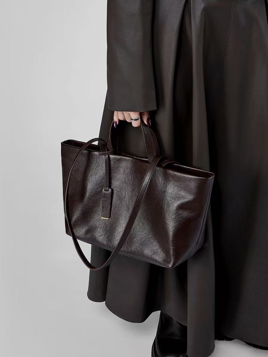 Leather Snap-Top Work Tote