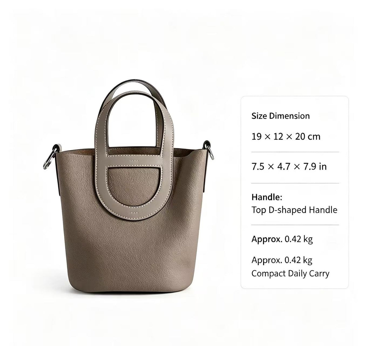 Leather Drawstring Bucket Handbag