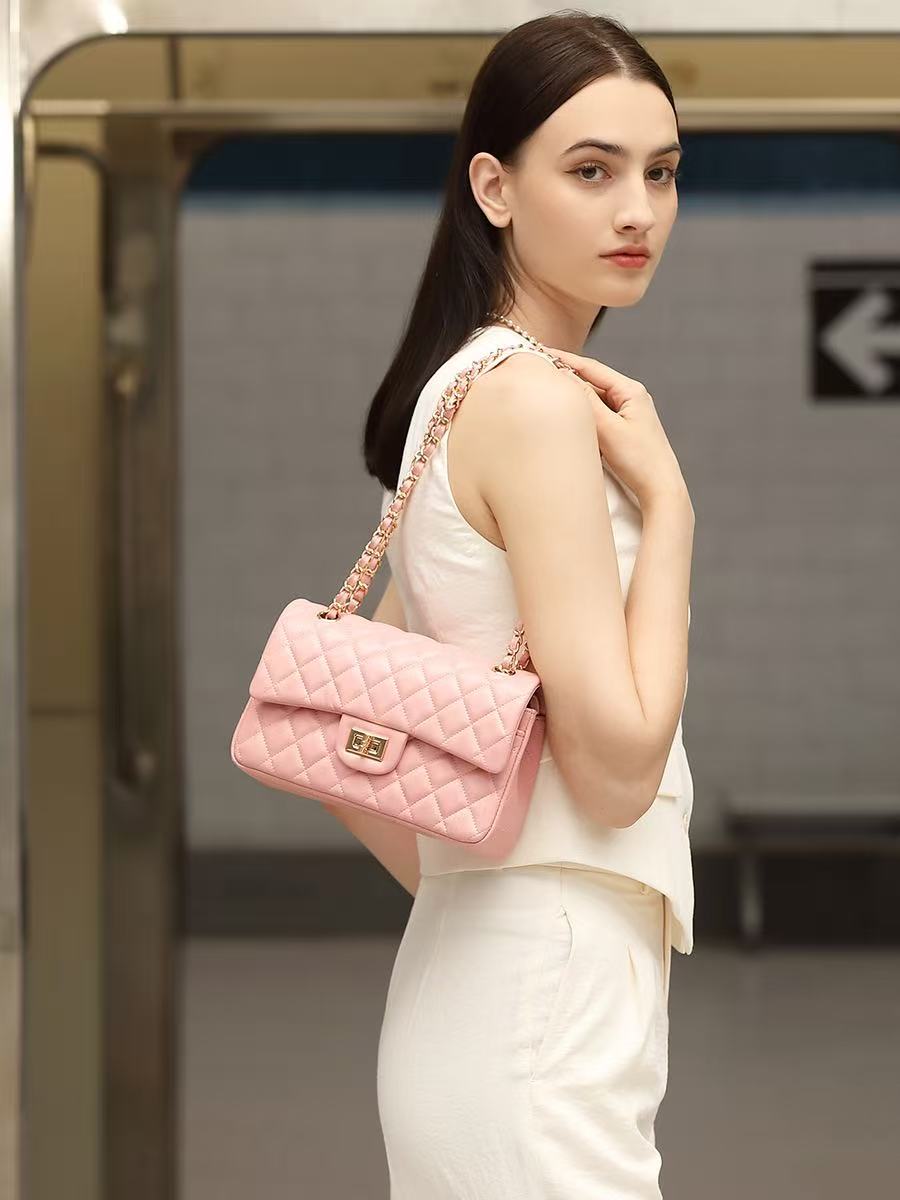Quilted Leather Double-Flap Chain Bag