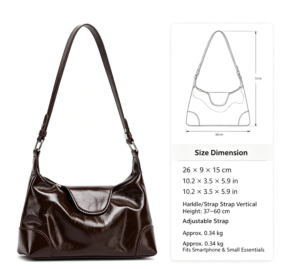 Glossy Leather Shoulder Bag
