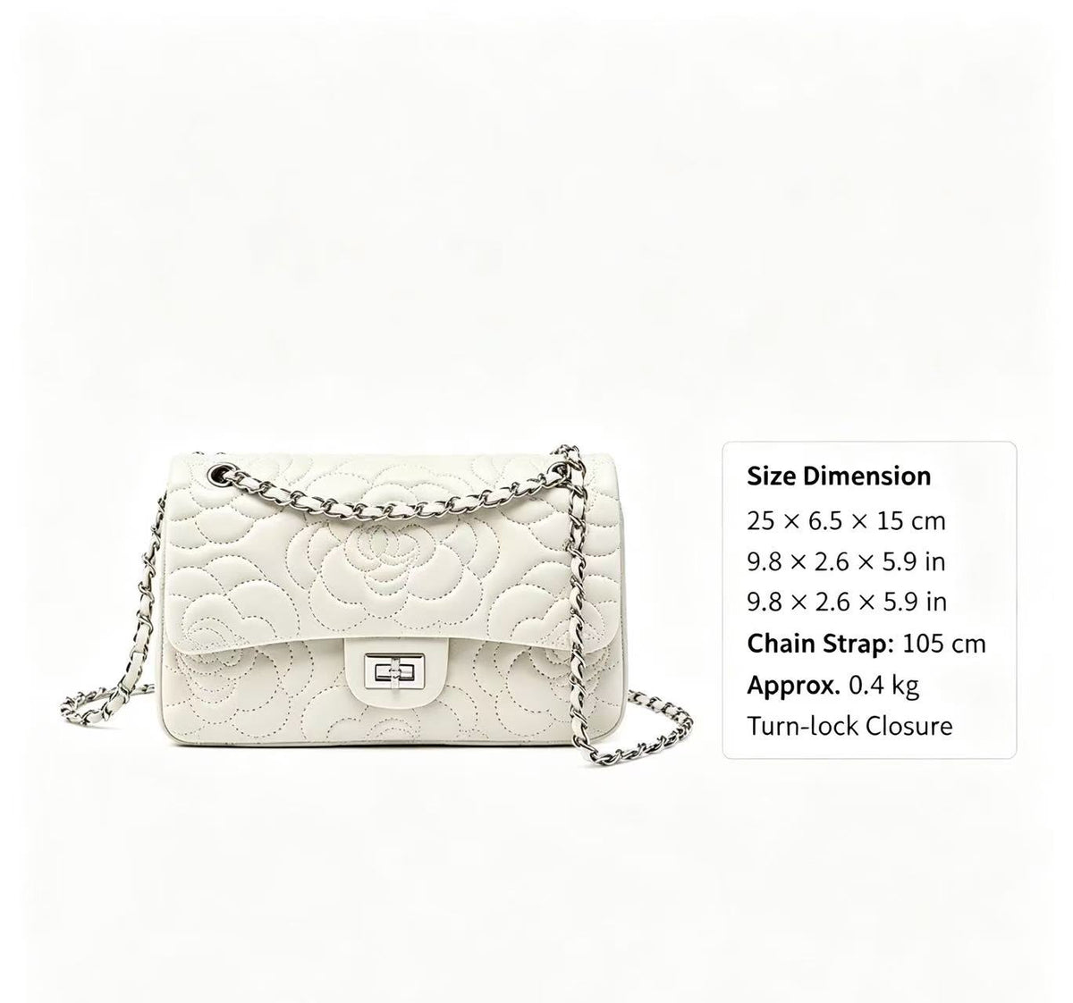 Floral Quilted Sheepskin Leather Chain Bag
