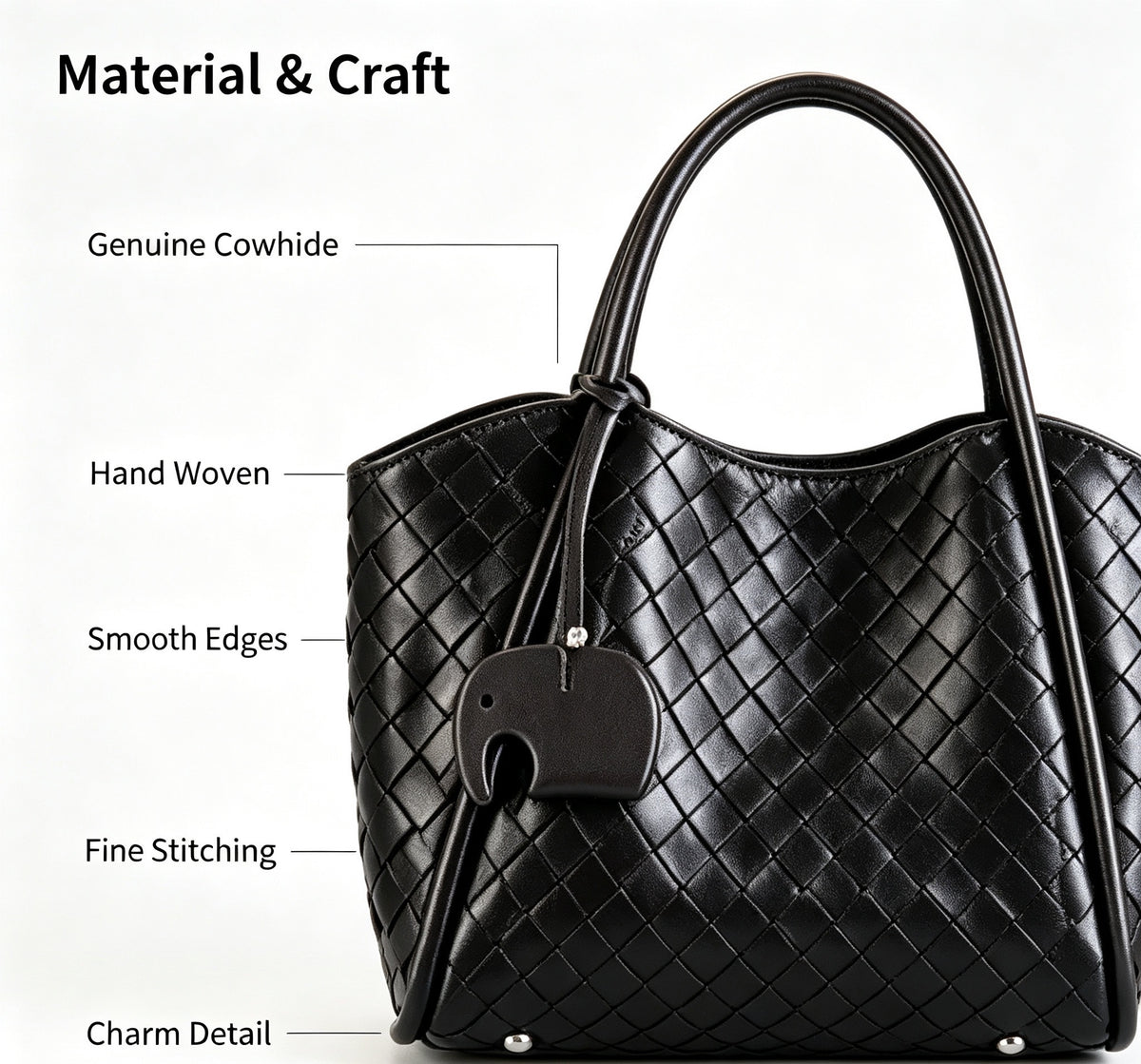 Woven Leather Tote with Detachable Strap