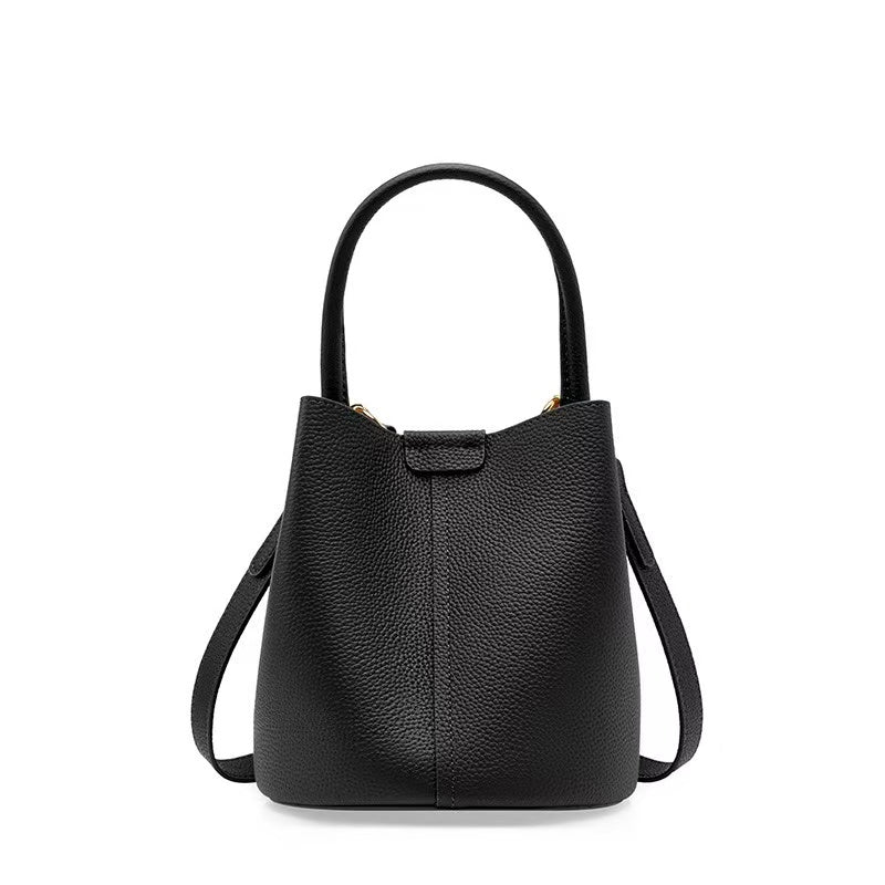 Leather Bucket Bag with Two Straps