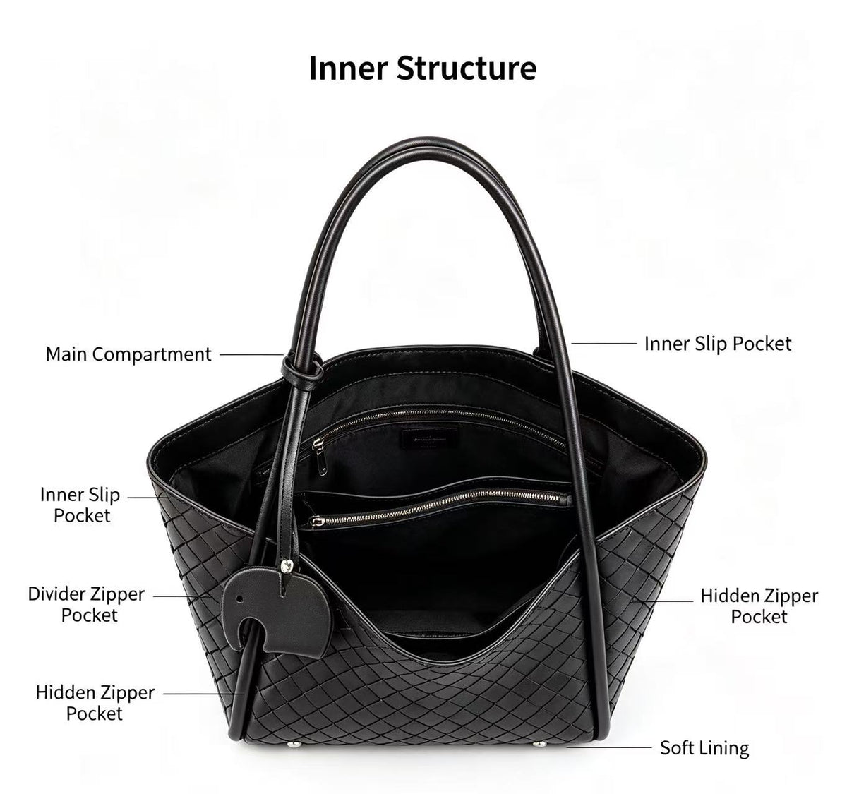 Woven Leather Tote with Detachable Strap