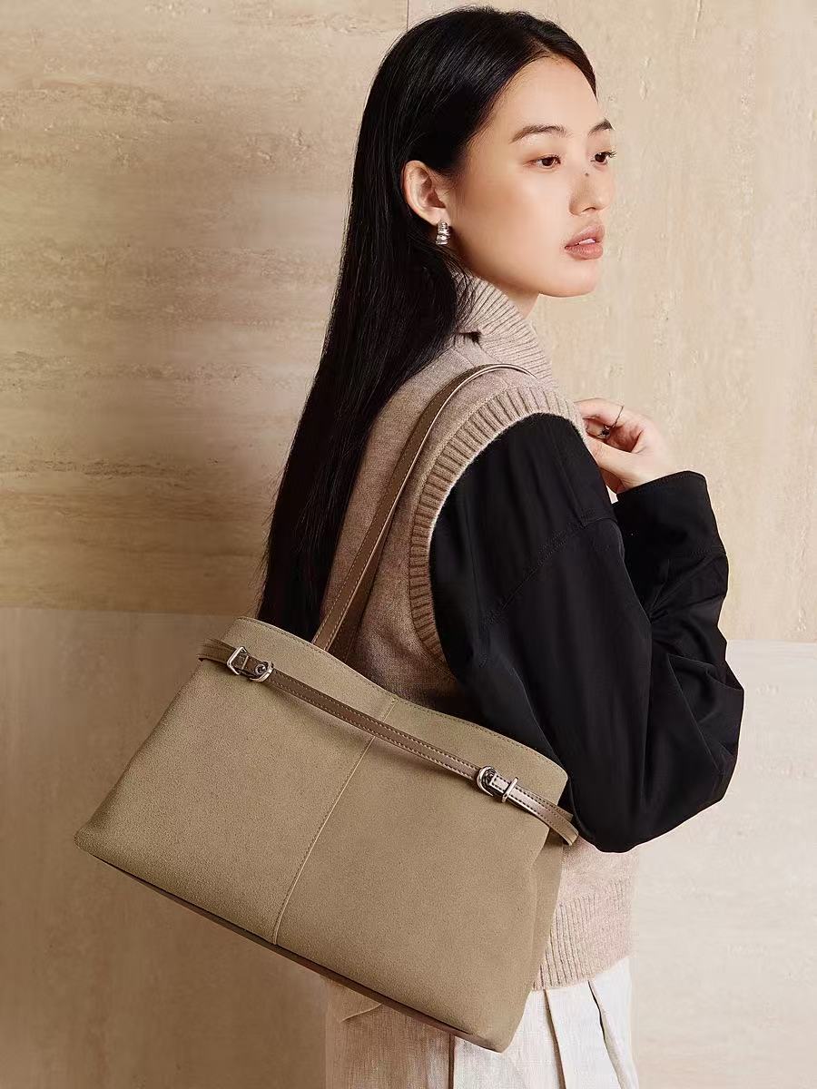Suede-Effect Leather Tote