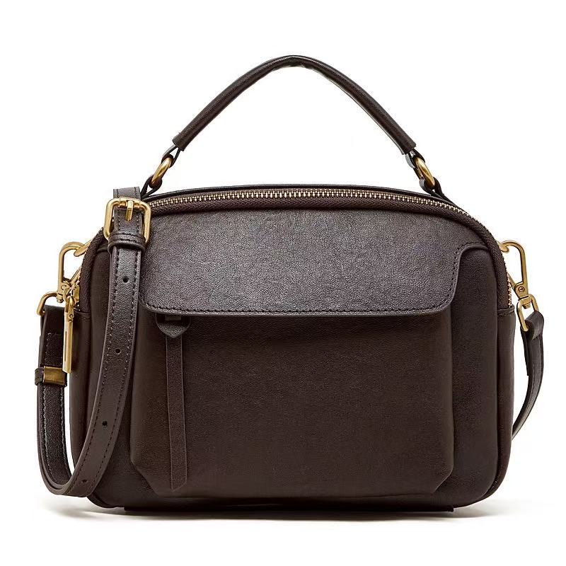 Leather Handbag with Detachable Shoulder Strap