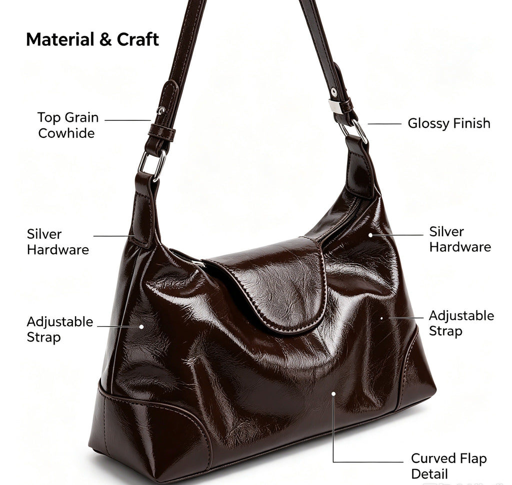 Glossy Leather Shoulder Bag