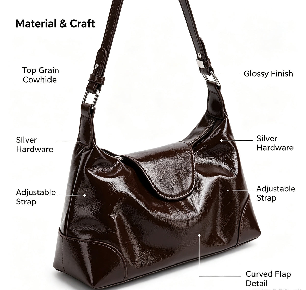 Glossy Leather Shoulder Bag