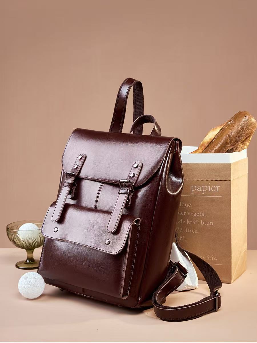 Leather Laptop Backpack for 13-Inch Laptops