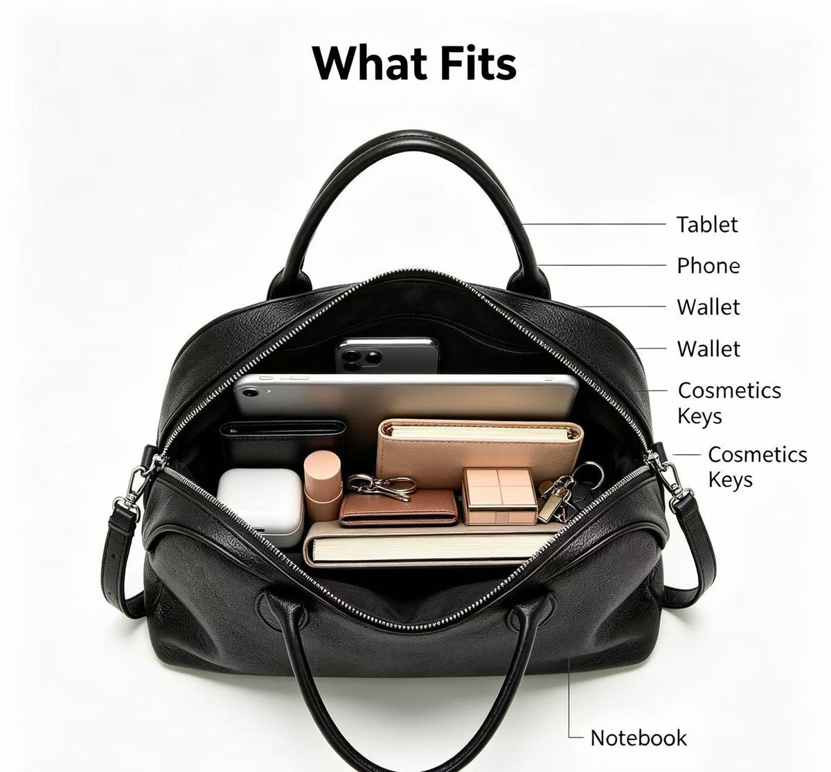 Classic Leather Handbag with Long Strap