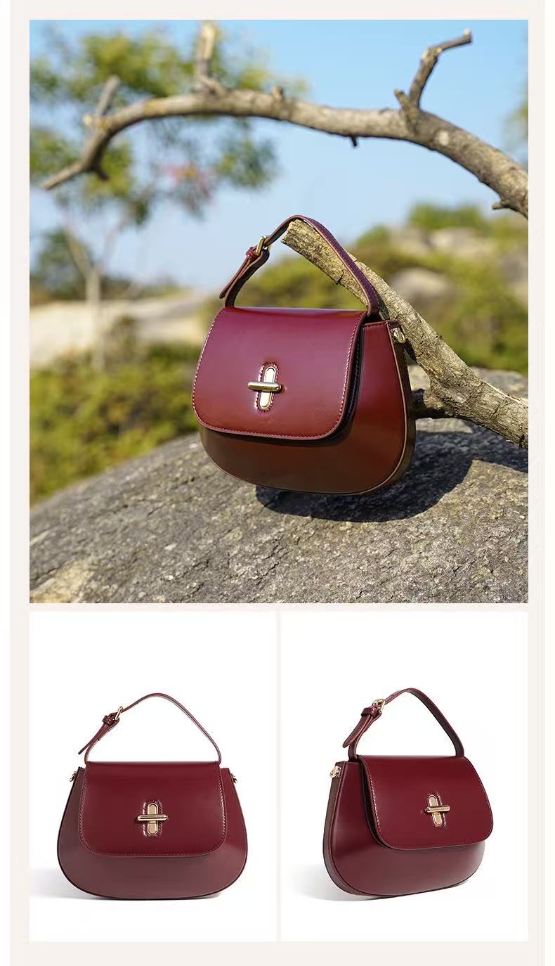 Slim Leather Saddle Crossbody Bag