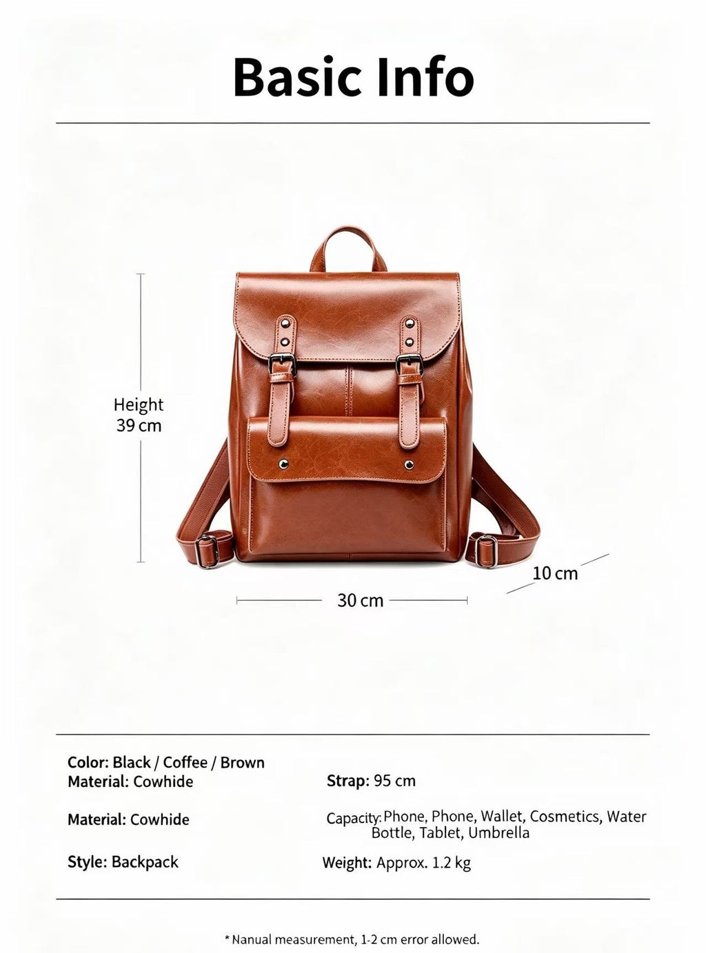 Leather Laptop Backpack for 13-Inch Laptops