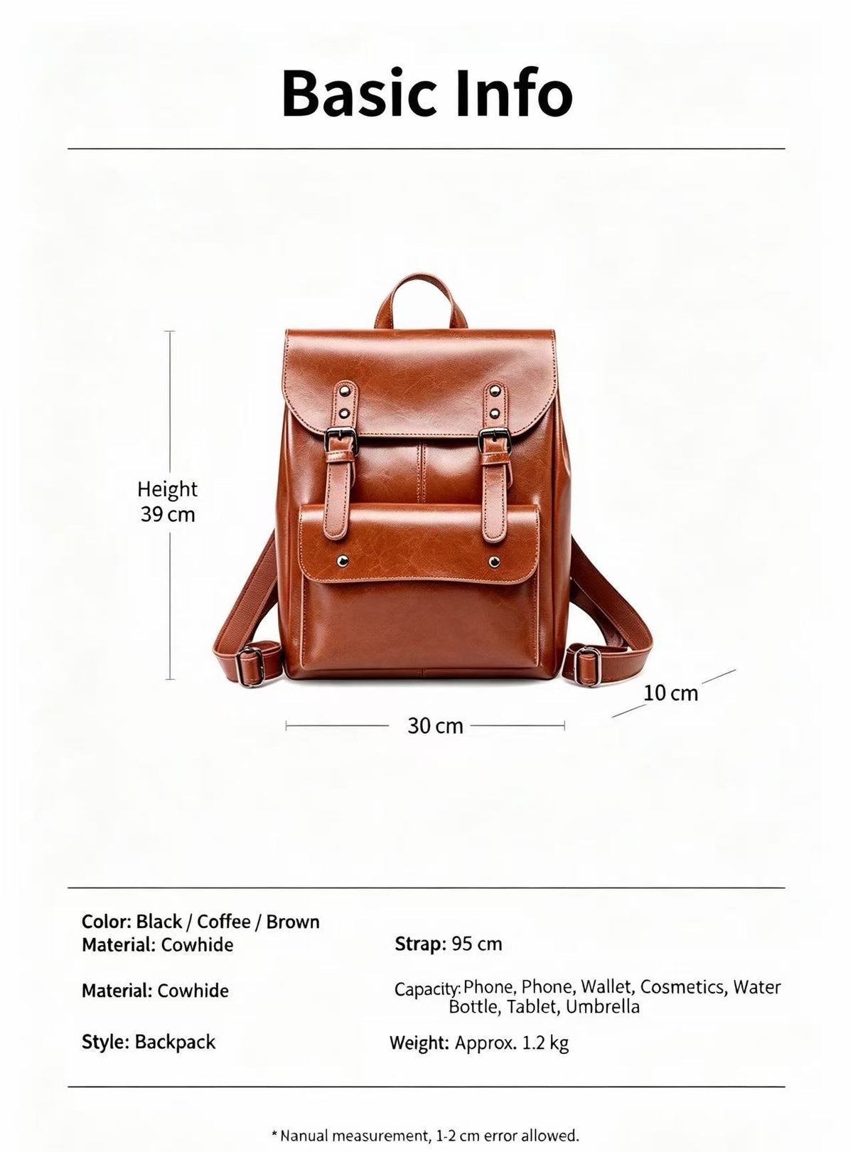 Leather Laptop Backpack for 13-Inch Laptops