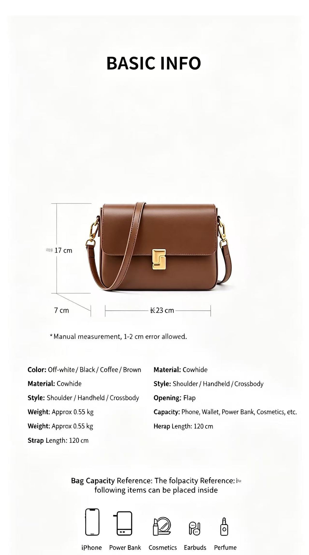 Leather Flap Bag with Gold-Tone Turn Lock