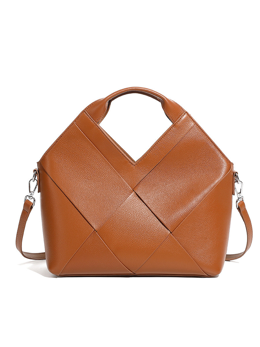 Triangle Design Handwoven Leather Bag | Soft Cowhide Shoulder Crossbody Purse for Women | Louis Bags