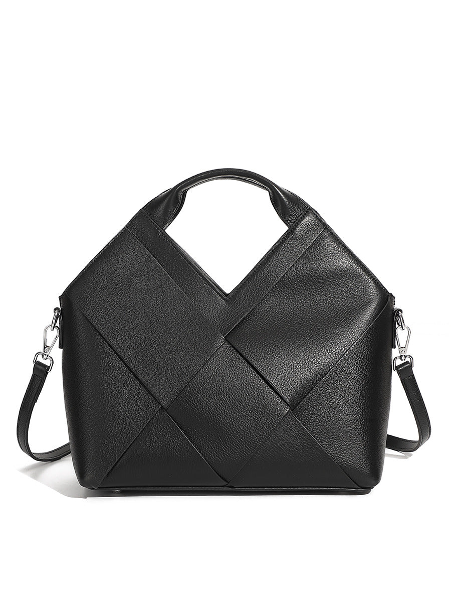 Triangle Design Handwoven Leather Bag | Soft Cowhide Shoulder Crossbody Purse for Women | Louis Bags