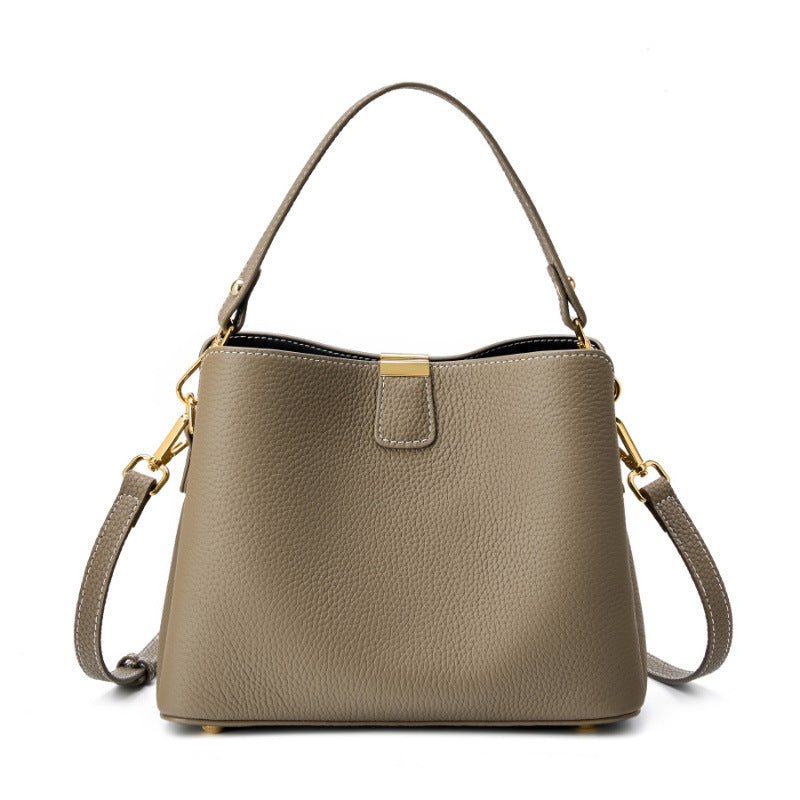 Genuine Top‑Grain Leather Hobo Bag, 2026 New Large Capacity Bucket Bag, Versatile Shoulder & Crossbody Handbag