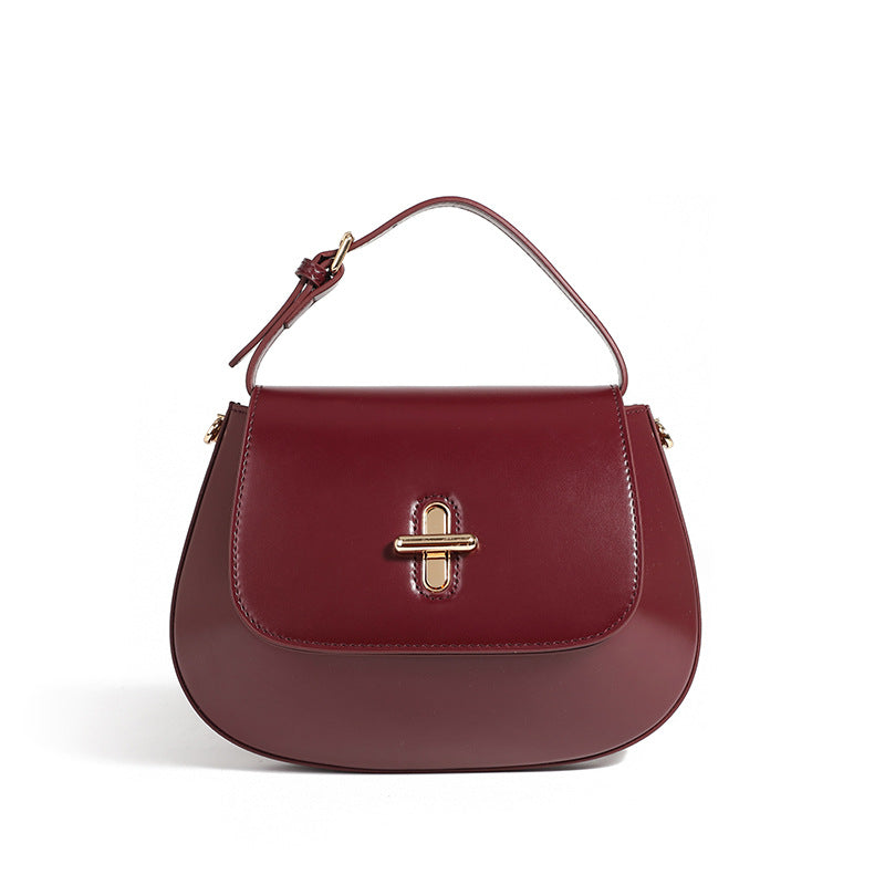 Chestnut Cowhide Leather Crossbody Bag | Korean Style Mini Tote Purse for Women | Louis Bags
