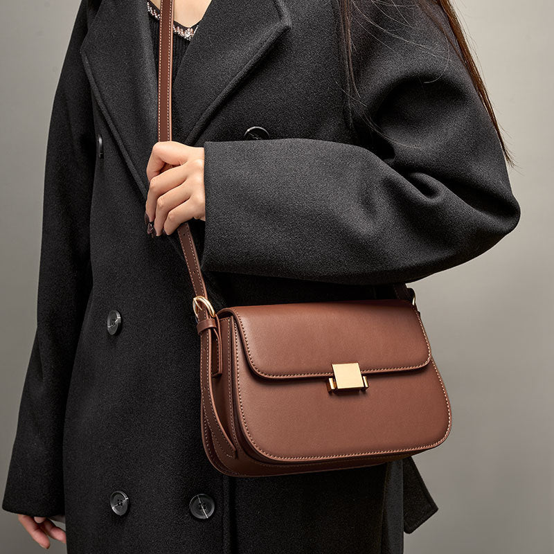 Premium Niche Design Genuine Leather Structured Shoulder Bag — 2026 Spring/Summer New Arrival