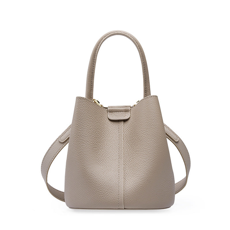 Top-Grain Leather Bucket Bag with 2 Straps & Inner Pouch - product image 1