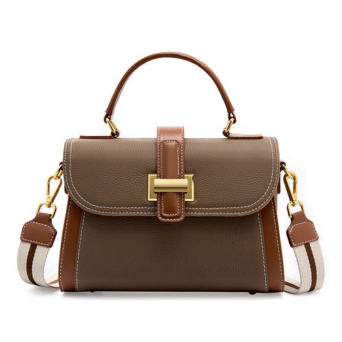 Color-Block Top-Grain Leather Satchel Bag - product image 1