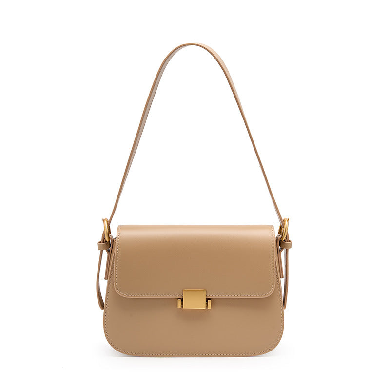 Premium Niche Design Genuine Leather Structured Shoulder Bag — 2026 Spring/Summer New Arrival