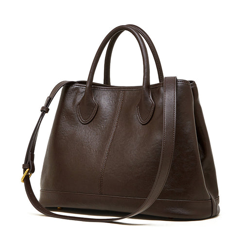 Large Top-Grain Leather Tote with Adjustable Strap - product image 1