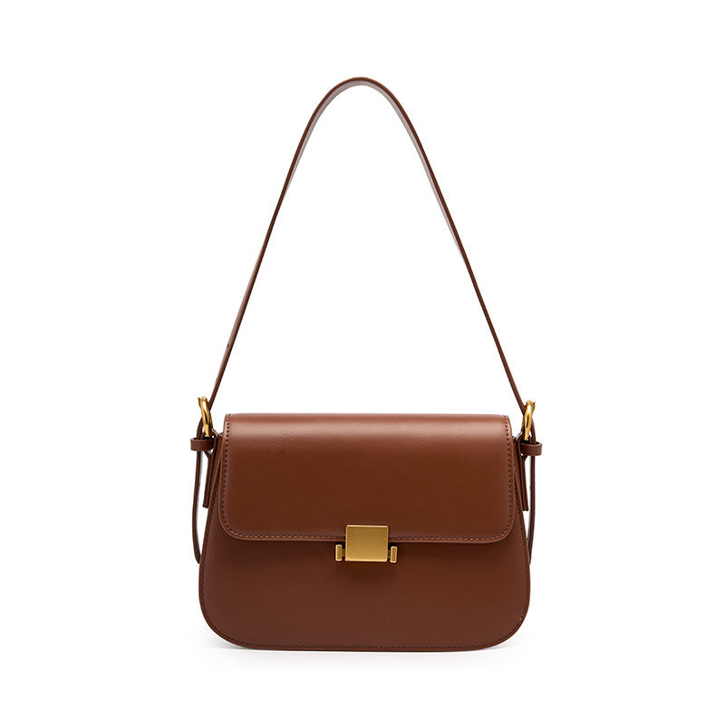 Premium Niche Design Genuine Leather Structured Shoulder Bag — 2026 Spring/Summer New Arrival