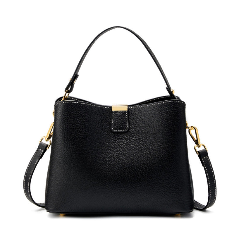 Genuine Top‑Grain Leather Hobo Bag, 2026 New Large Capacity Bucket Bag, Versatile Shoulder & Crossbody Handbag
