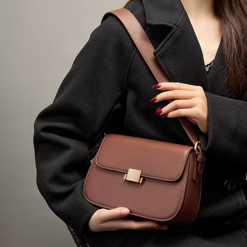 Premium Niche Design Genuine Leather Structured Shoulder Bag — 2026 Spring/Summer New Arrival