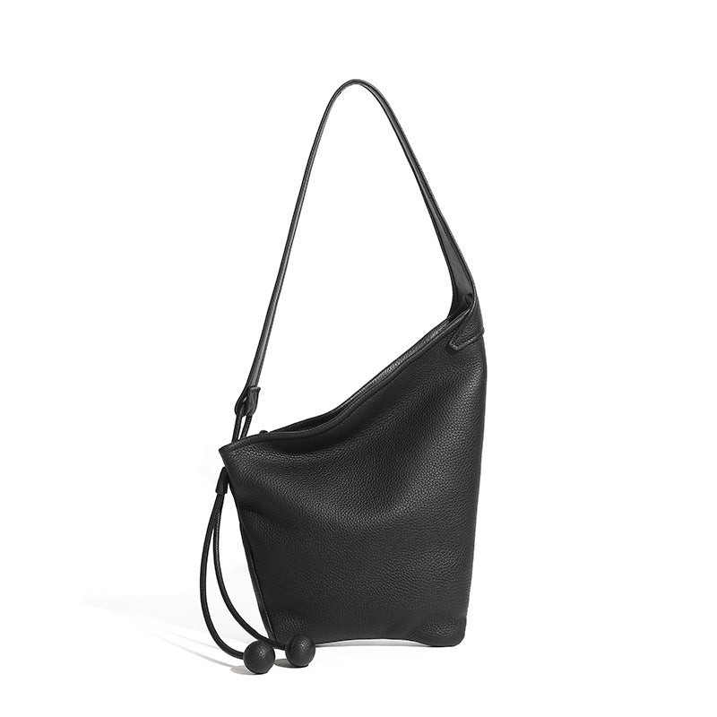 Asymmetric Design Leather Shoulder Bag | Slouchy Knot Detail Crossbody Purse for Women | Louis Bags     Size:33*20*5*23 *35