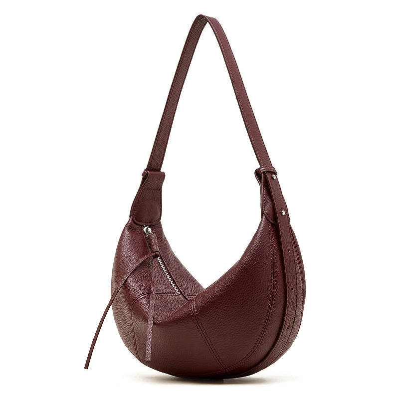 Lightweight Top-Grain Leather Crescent Hobo Bag - product image 1