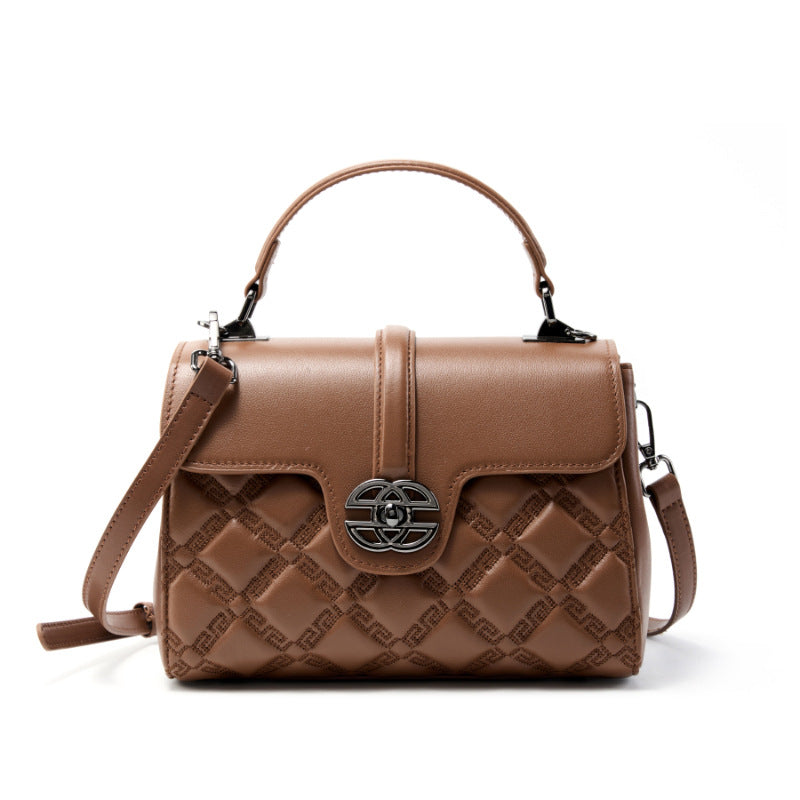 Genuine Leather Commuter Bag | Large Capacity Top Handle & Crossbody Purse for Daily