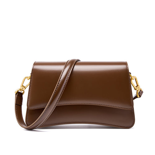 Elegant Cowhide Flap Crossbody Bag with Long Strap - product image 1
