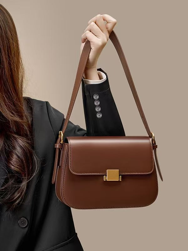 Structured Leather Shoulder Bag