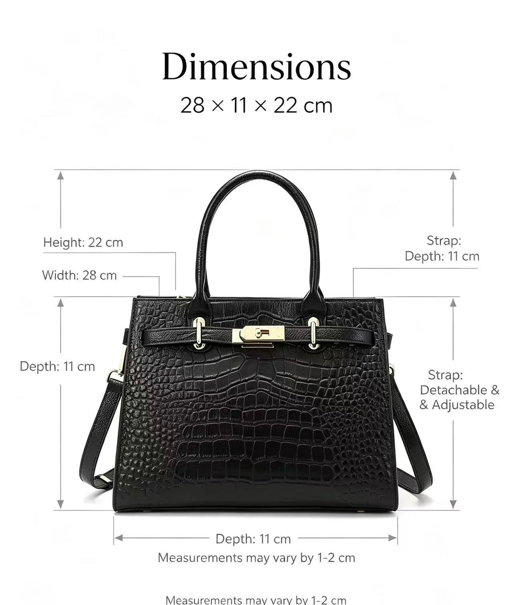 Croc-Embossed Leather Handbag