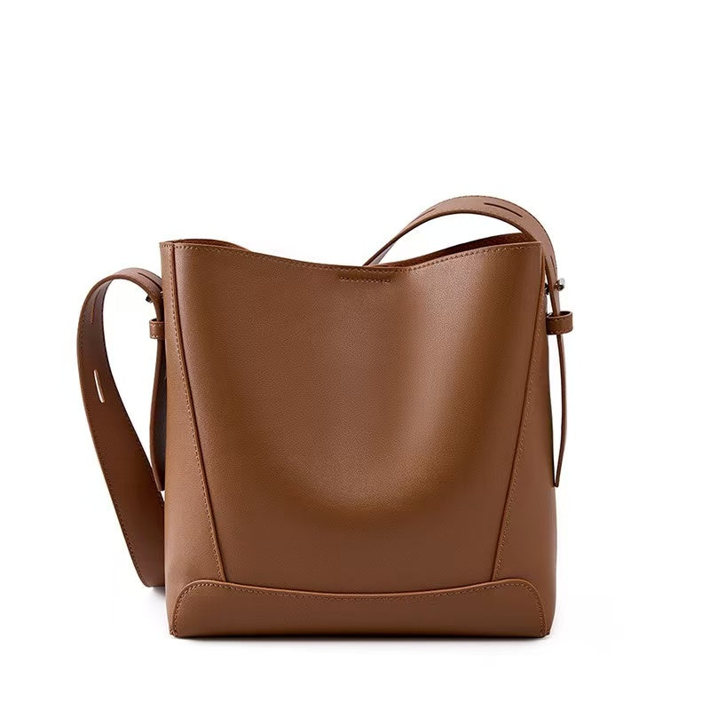 Minimal Leather Bucket Tote
