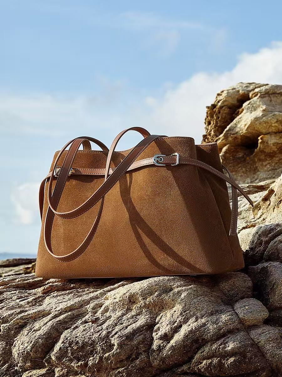Suede-Effect Leather Tote