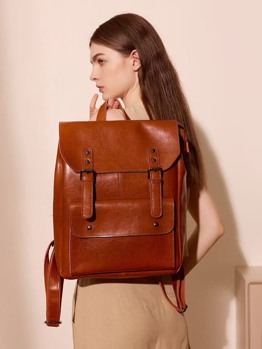 Leather Laptop Backpack for 13-Inch Laptops