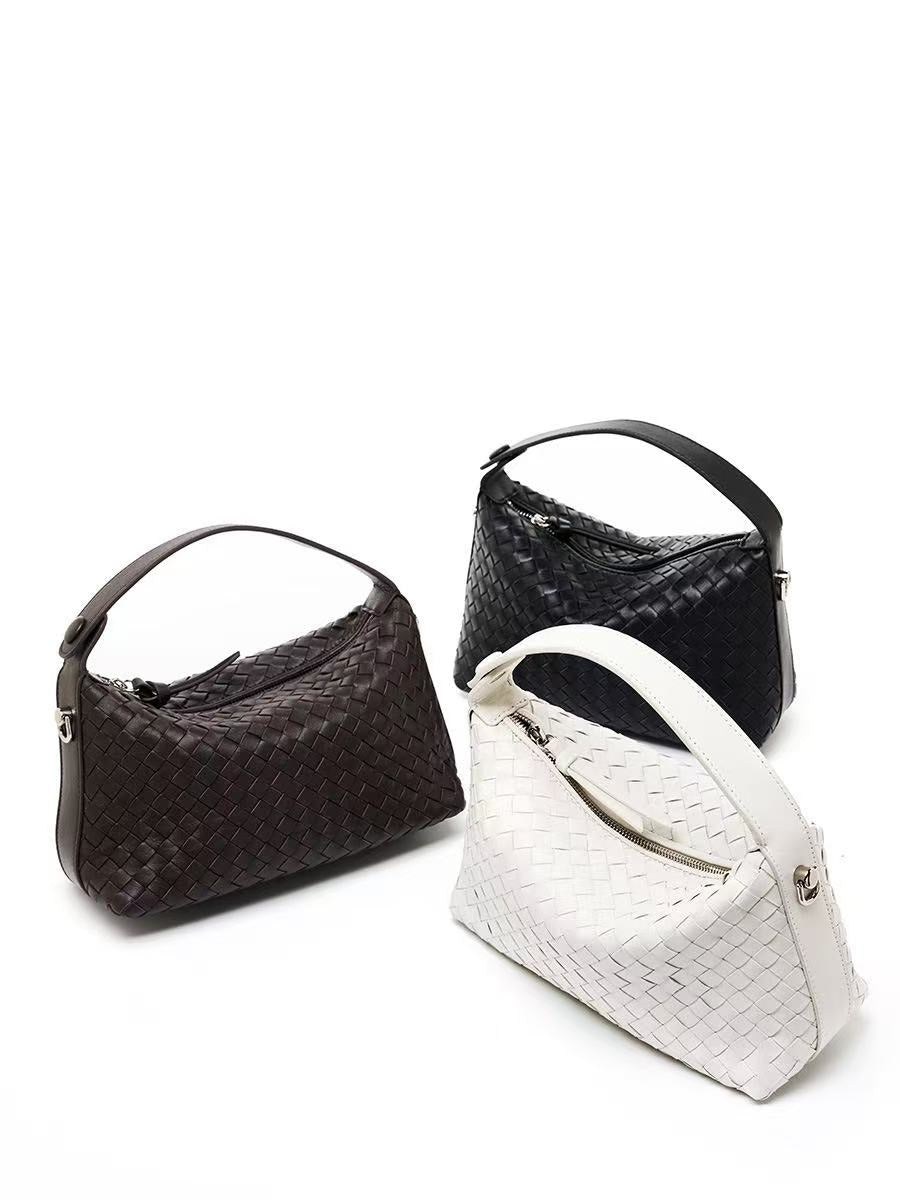 Woven Sheepskin Leather Hobo Bag