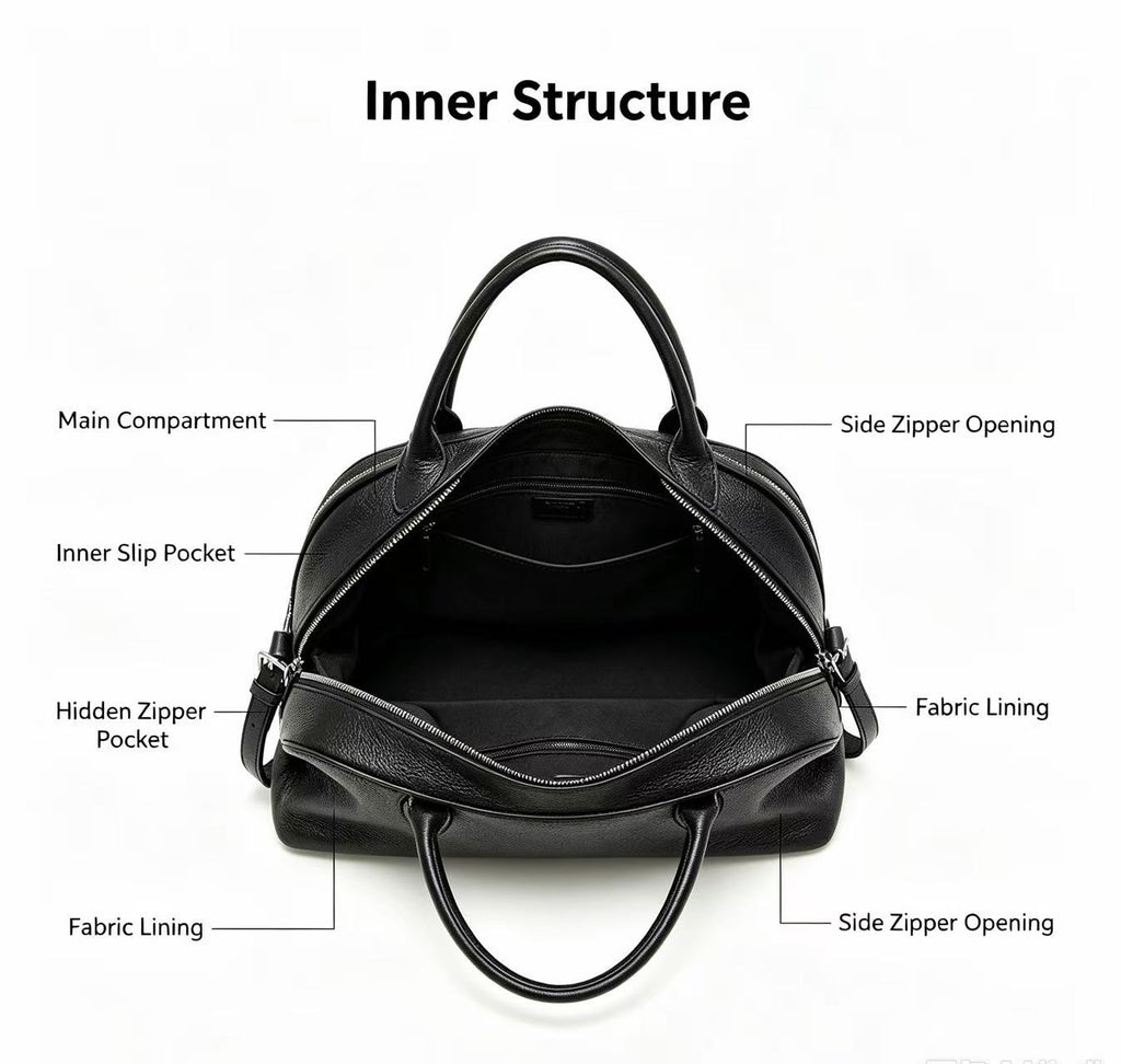 Classic Leather Handbag with Long Strap