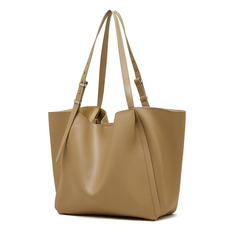 Oversized Leather Tote with Removable Pouch