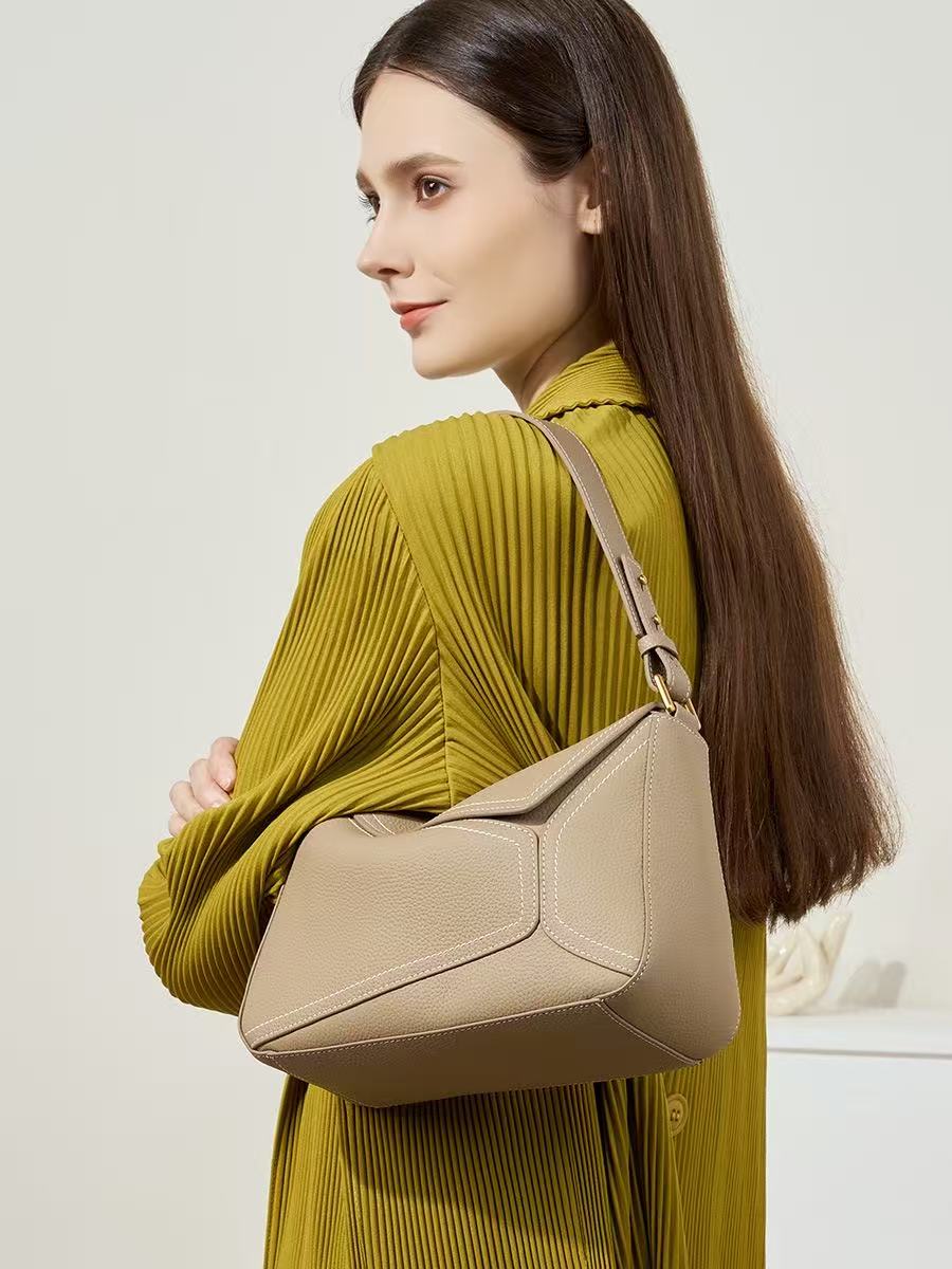 Asymmetric Leather Flap Shoulder Bag