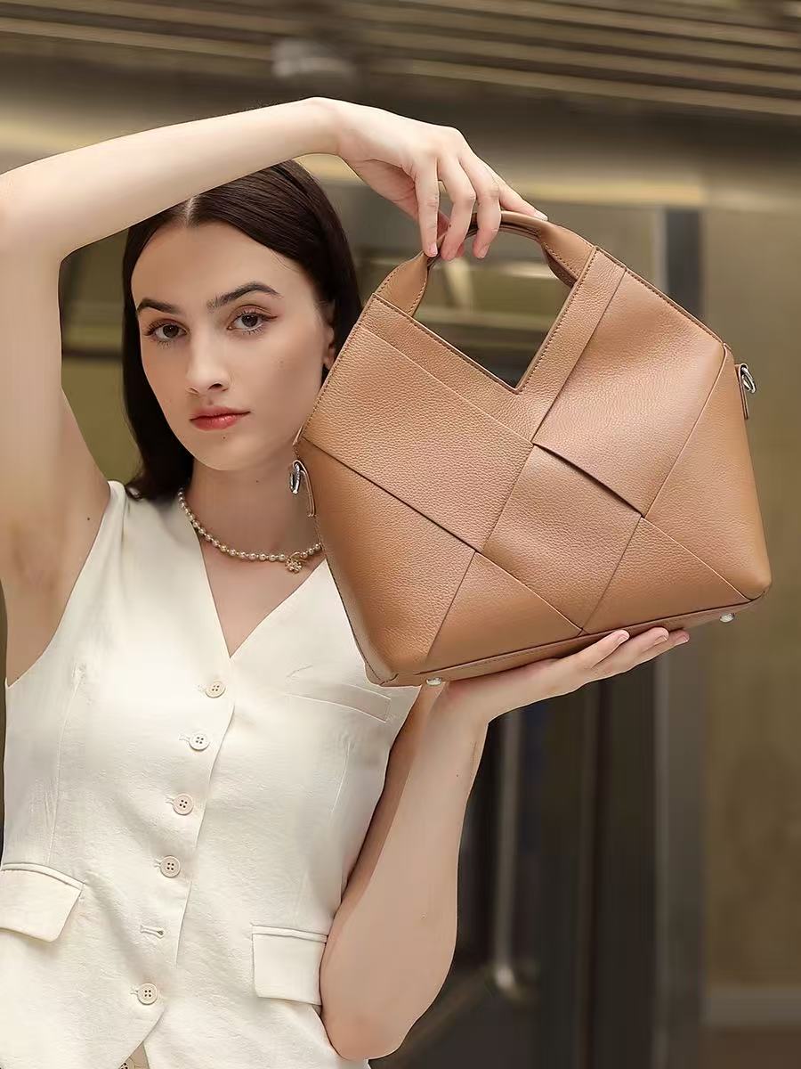 Geometric Woven Leather Tote