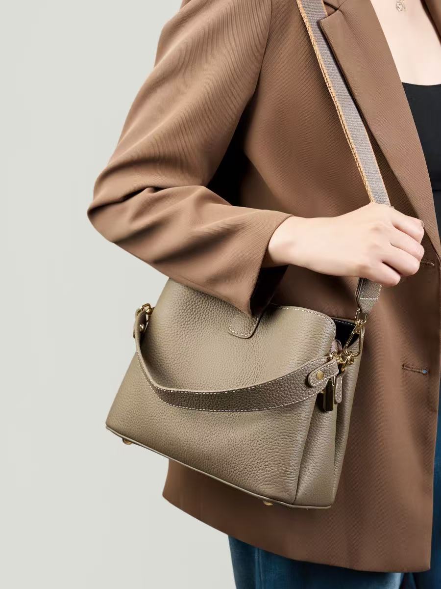 Two-Strap Leather Hobo Bag