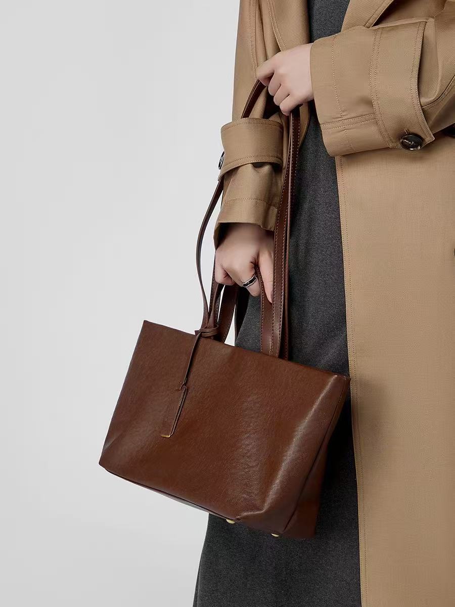 Leather Snap-Top Work Tote