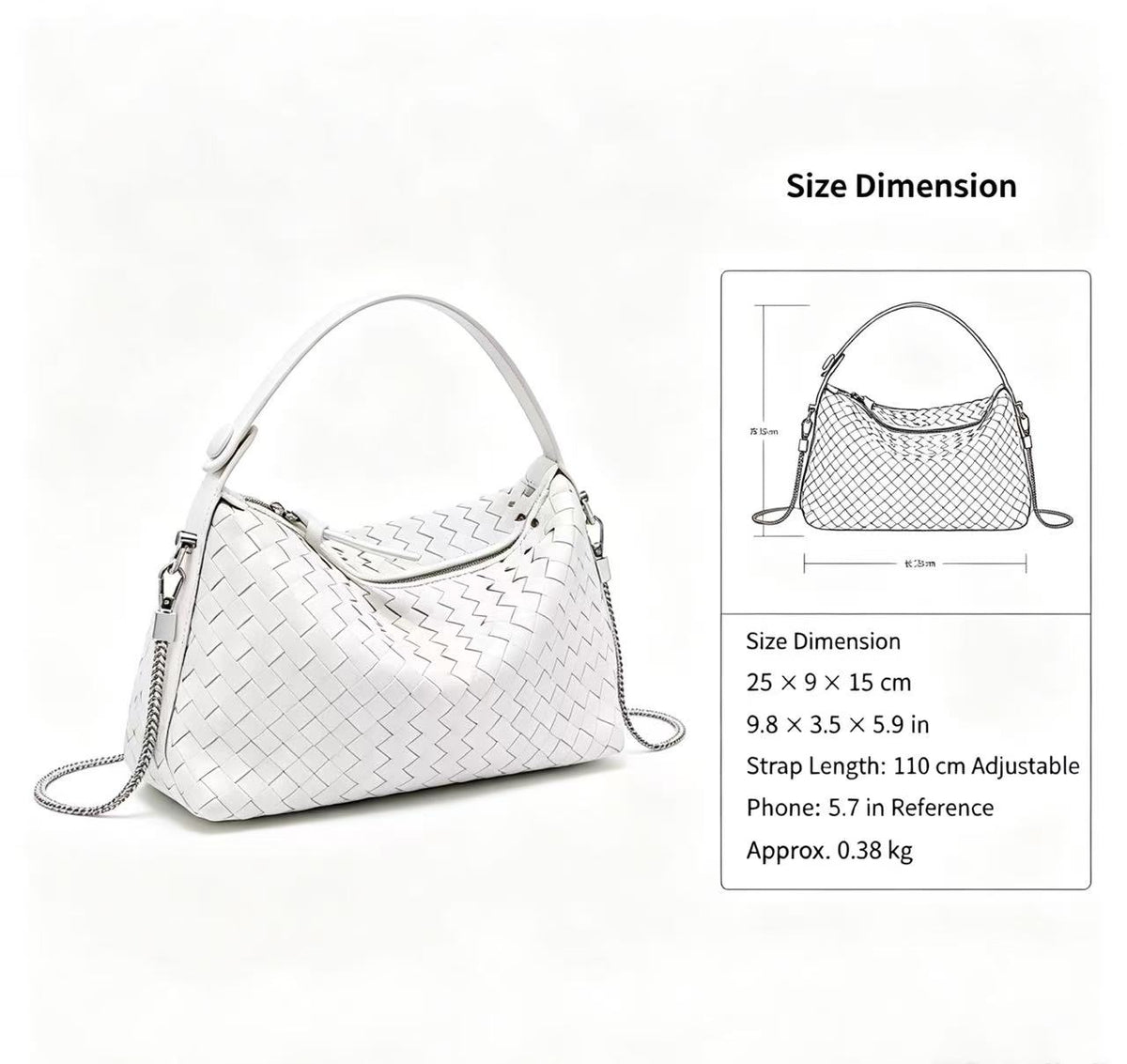 Woven Sheepskin Leather Hobo Bag