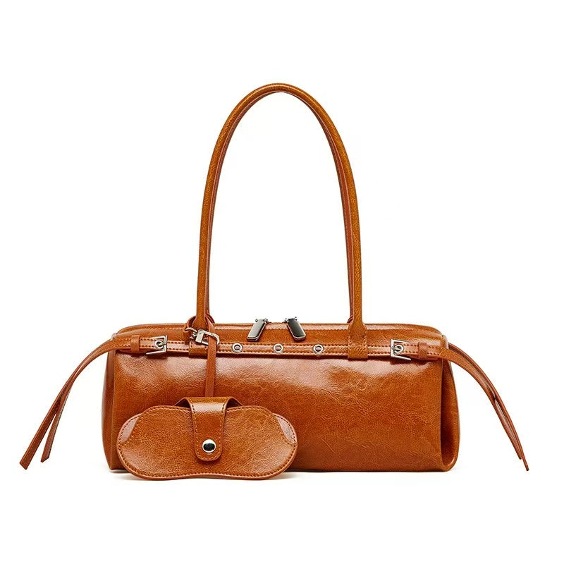 Leather Baguette Shoulder Bag