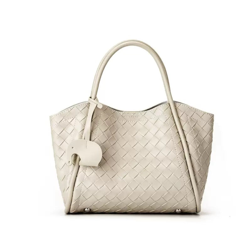Woven Leather Tote with Detachable Strap